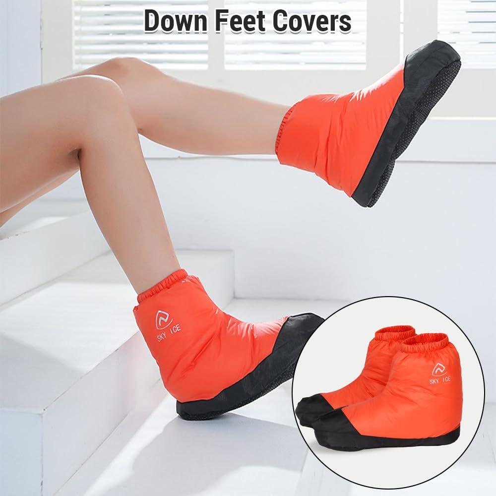 Lixada Down Booties compact storage bag included for travel