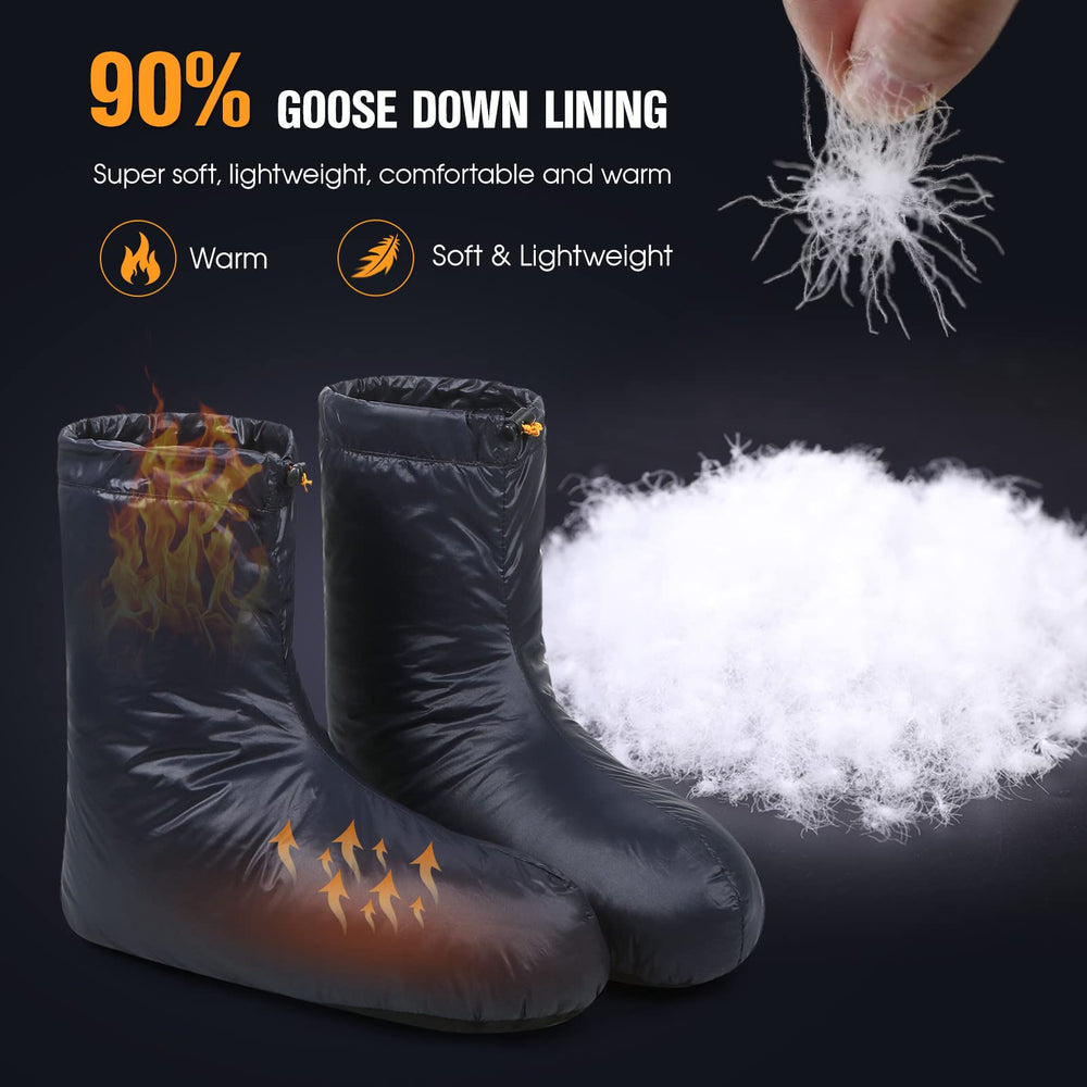 Lixada Down Booties ultralight packable design ideal for travel and camp gear.