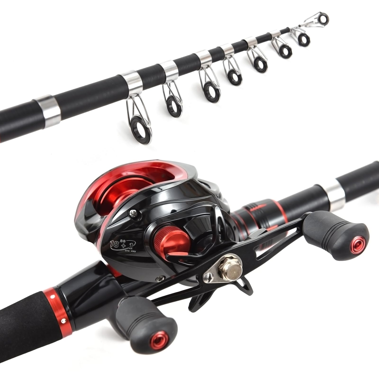 Lixada extended telescopic rod showing 210 cm length for longer casts.