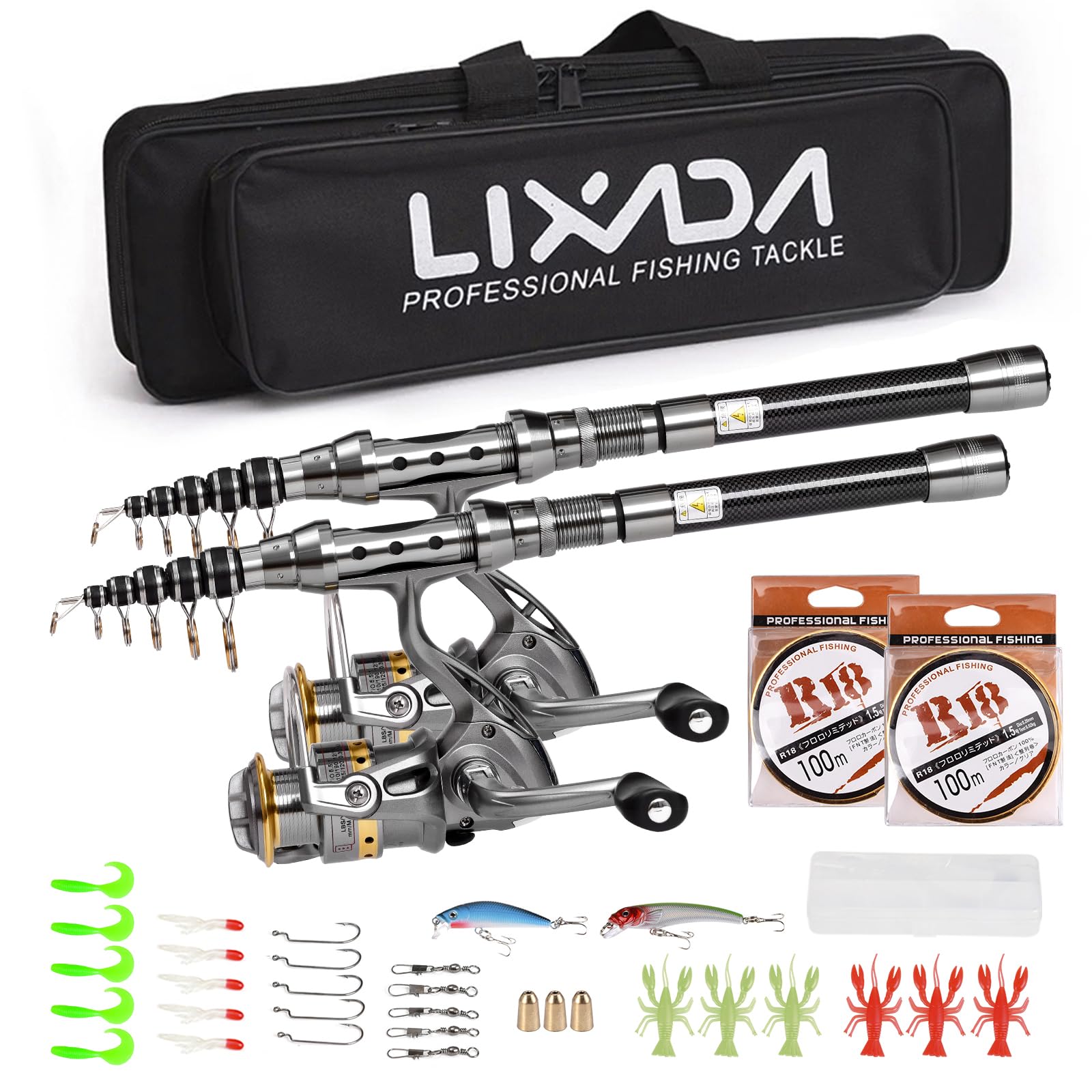 Lixada fishing pole set rod — telescopic design for easy transport.