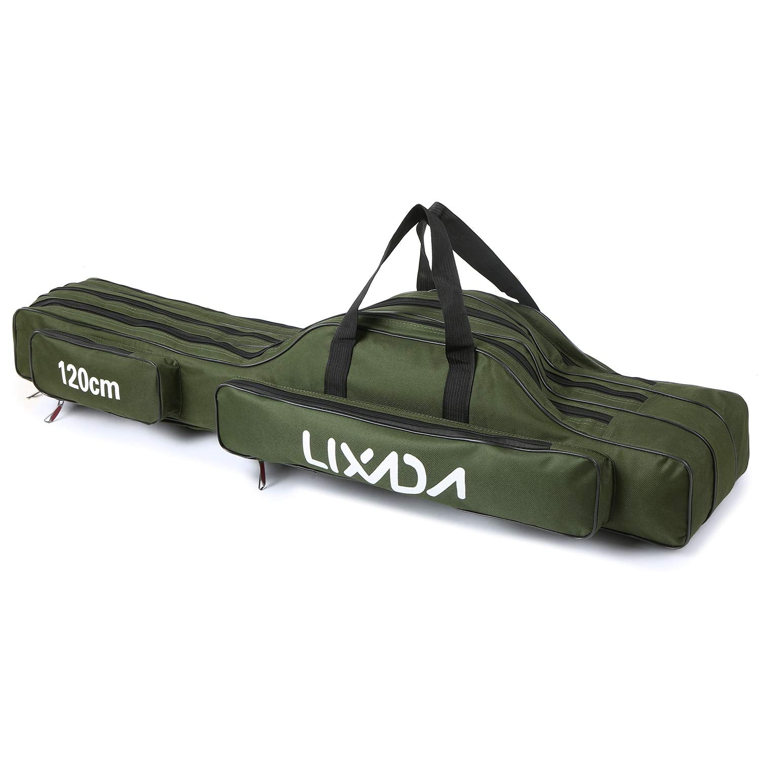 Lixada fishing rod case 90cm front view shows moisture-resistant Oxford fabric for travel.
