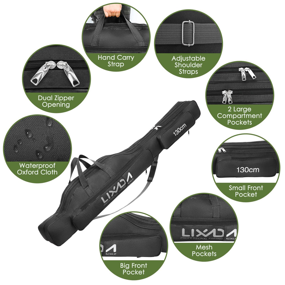 Lixada Fishing Rod Case - mesh pocket keeps gloves breathable and accessible