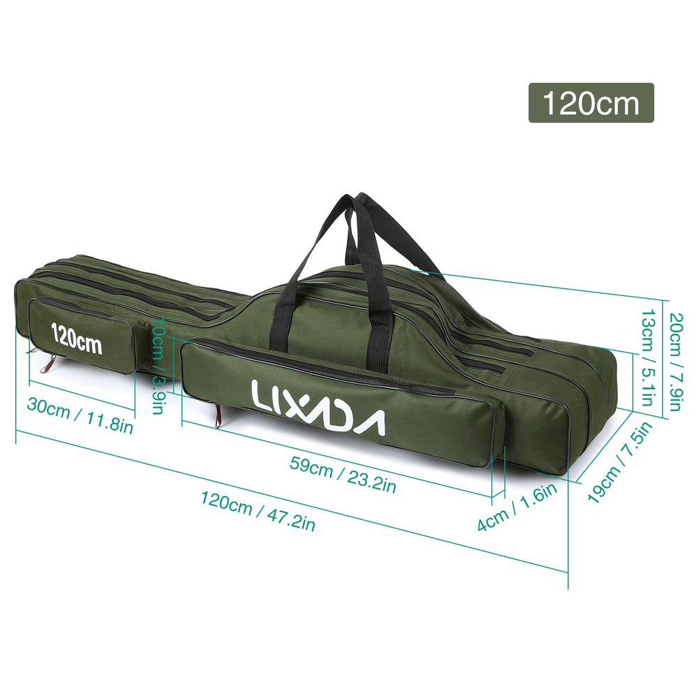 Lixada fishing rod case durable Oxford fabric emphasizes resilience against wear.