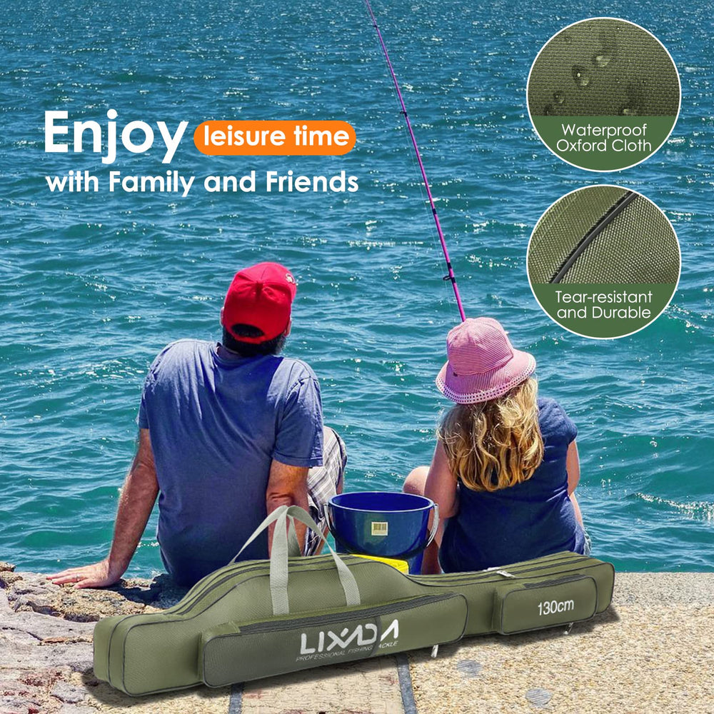 Lixada fishing rod case exterior pocket storage keeps lures organized