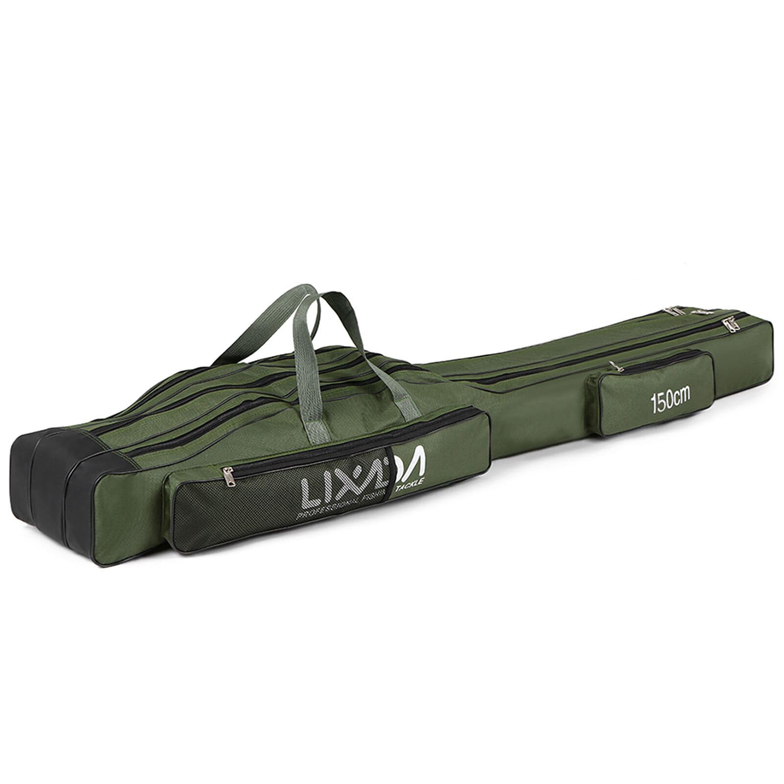 Lixada fishing rod case exterior view highlights durable, water-repellent Oxford fabric for travel.