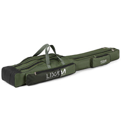 Lixada fishing rod case exterior view highlights durable, water-repellent Oxford fabric for travel.