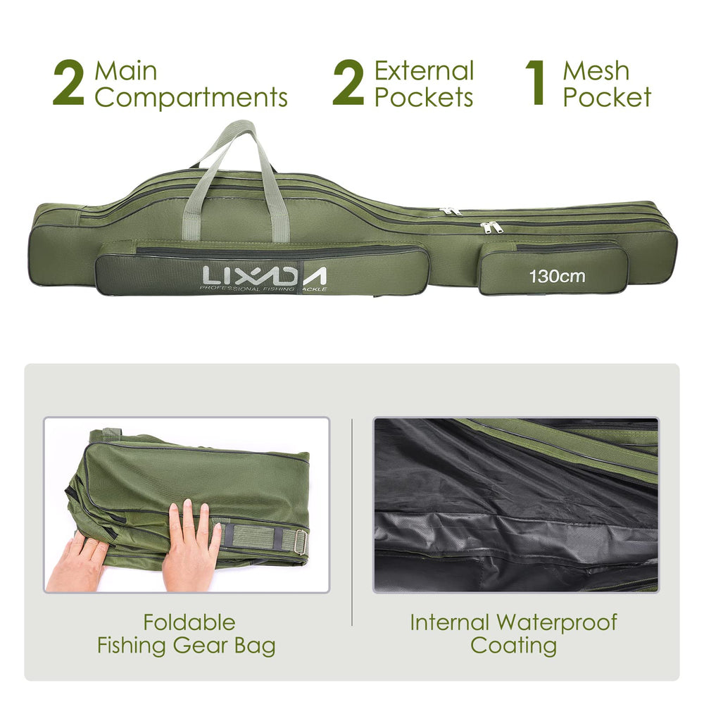 Lixada fishing rod case foldable design fits backpacks for travel