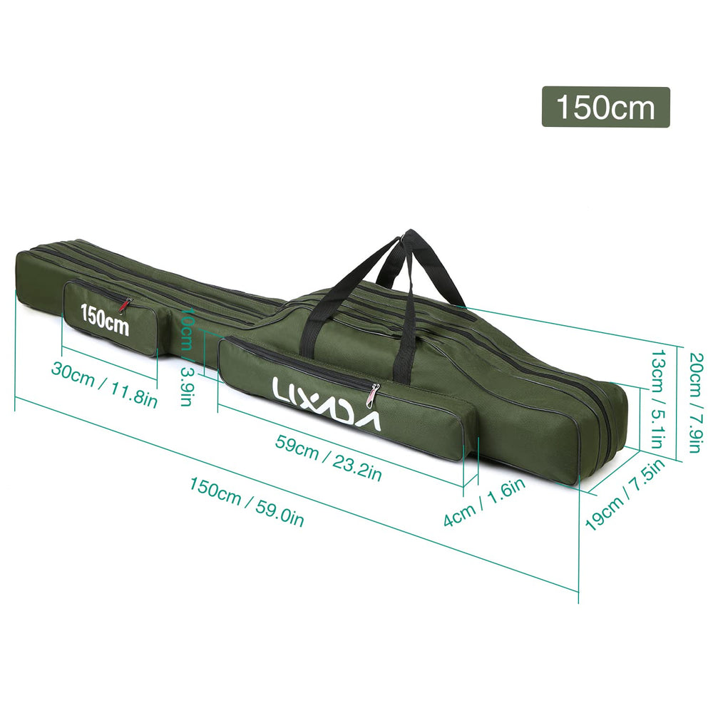 Lixada fishing rod case with adjustable shoulder strap for comfortable carry