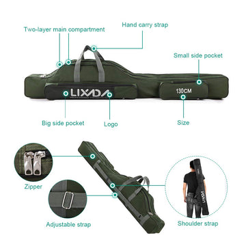 Lixada fishing rod case water-repellent 420D oxford fabric