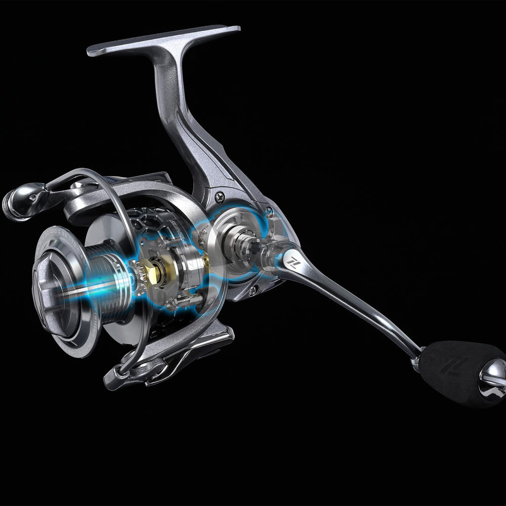 Lixada SK1000 reel with included tackle box and accessories.