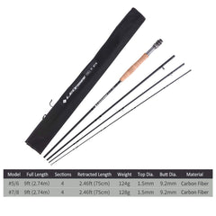 9-foot 4-piece carbon fiber fly rod with cork handle