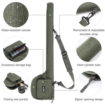 Lixada hard rod tube provides rigid protection for fly rods during transport.