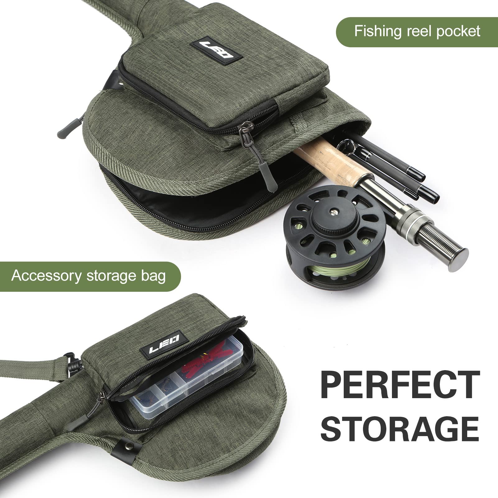 Removable padded shoulder strap enhances comfort during long carries.