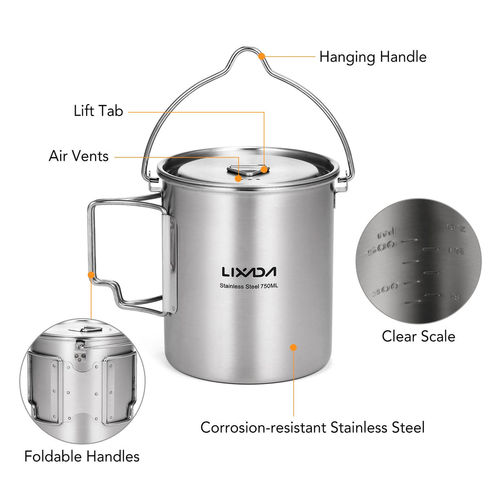 Lixada foldable handle extended for easy pouring and compact packing.