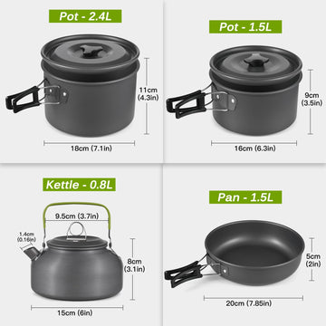 Lixada pots with folding handles shown for compact, portable outdoor cooking.