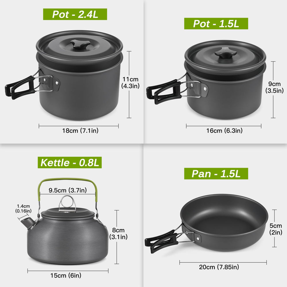 Lixada pots with folding handles shown for compact, portable outdoor cooking.