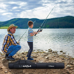 Lixada folding rod and reel bag in extended view for organized transport