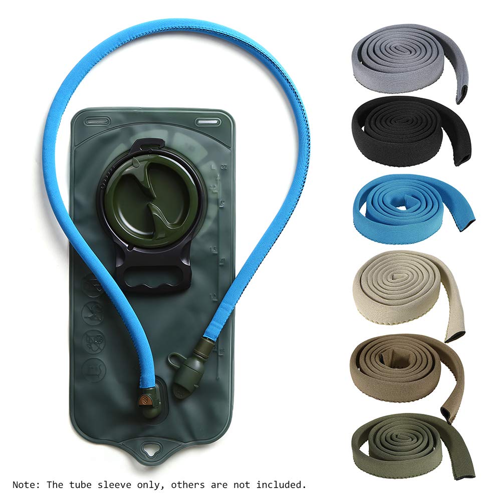 Lixada grey tube cover shields hydration tubes from sun and cold.