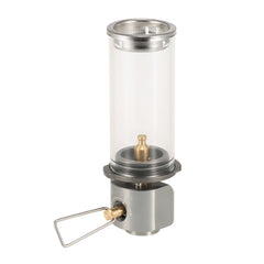 Lixada lamp light butane lantern front view lit at dusk for campsite ambience