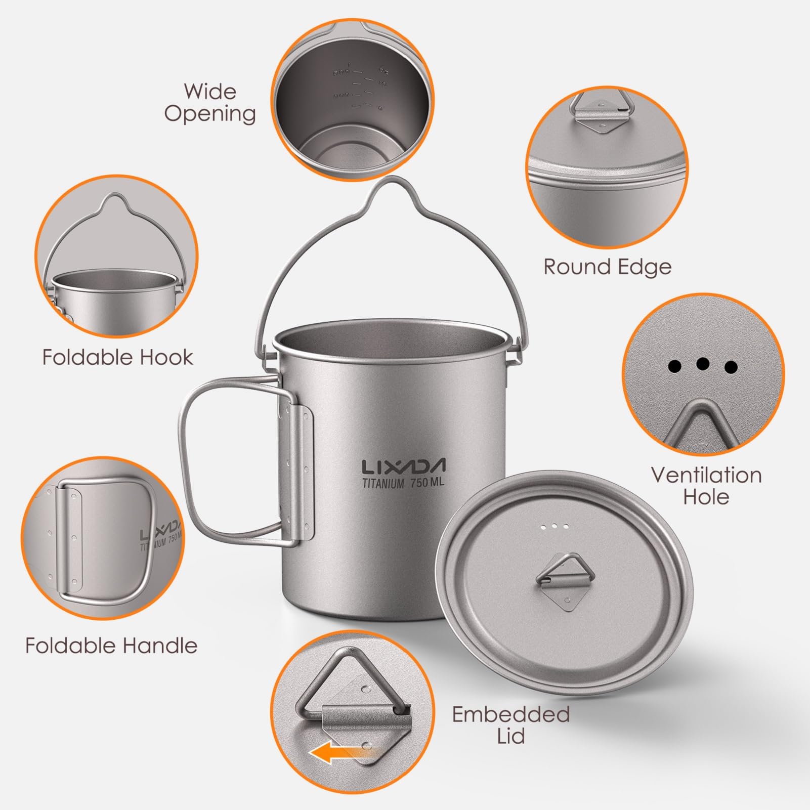 Lixada lightweight titanium camping cookware ideal for backpackers