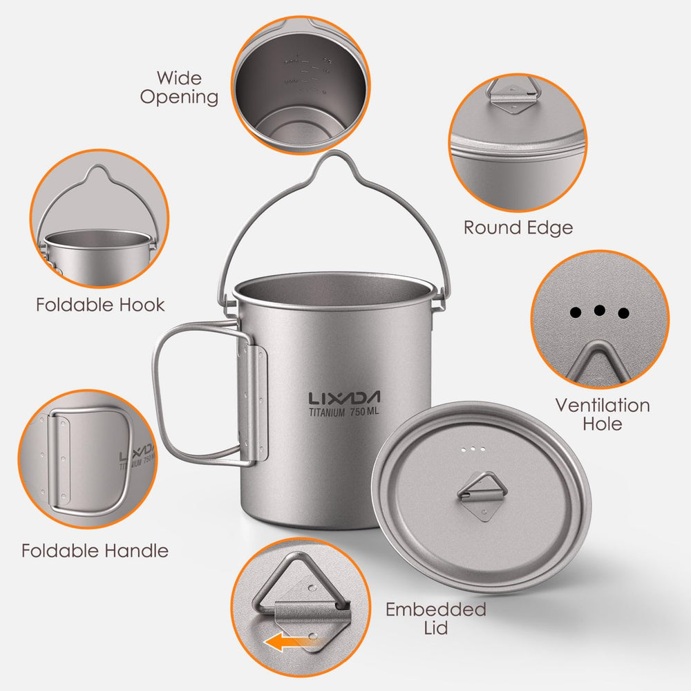 Lixada lightweight titanium camping cookware ideal for backpackers
