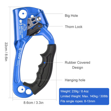 Lixada ascent supports up to 140kg for safe rope work.
