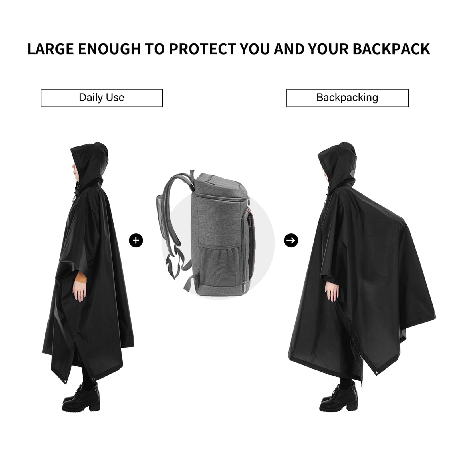 Lixada military rain poncho is lightweight and packable