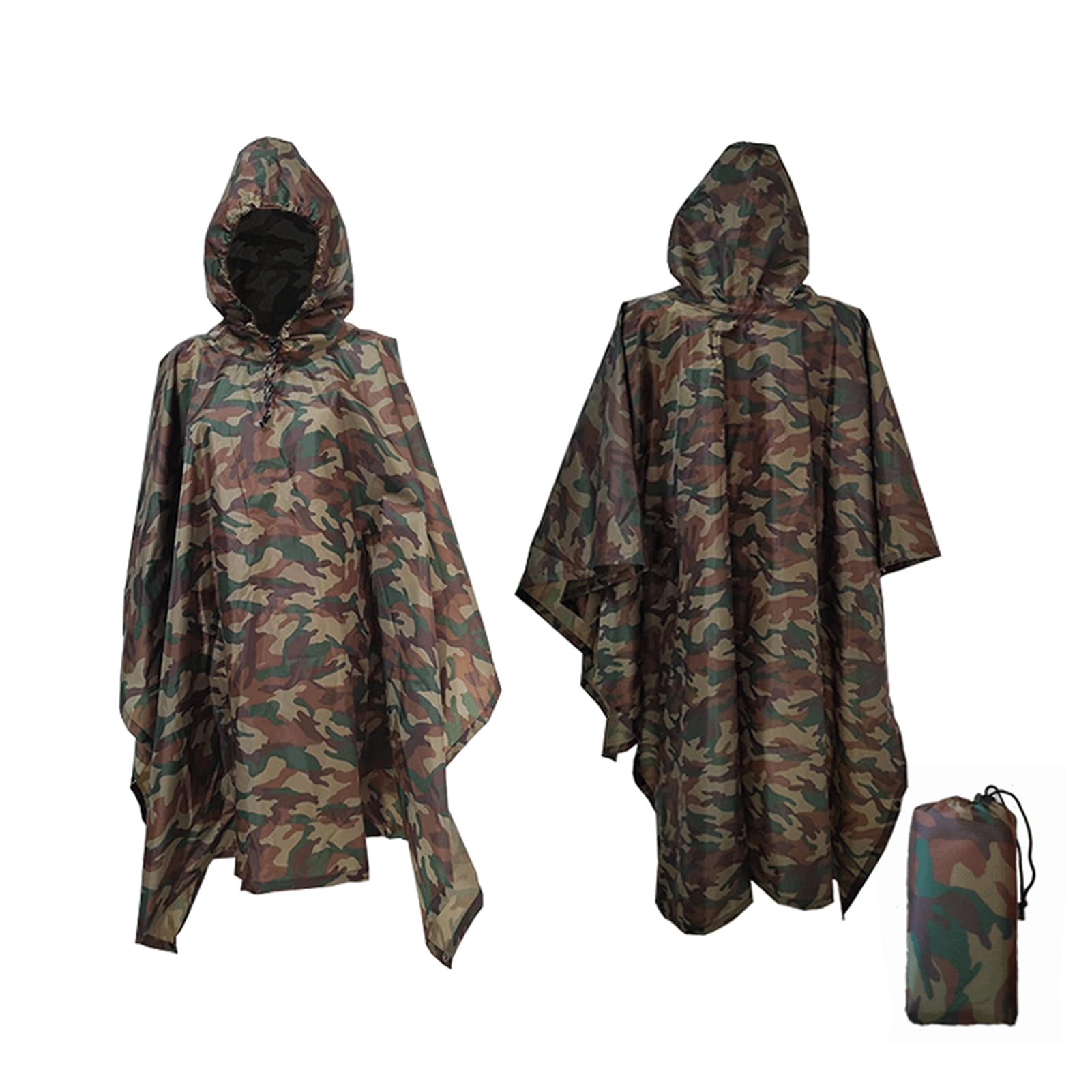 Lixada military rain poncho folded in its storage bag for ultra-light portability