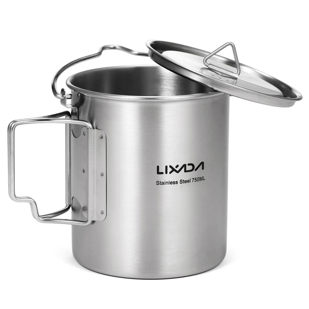 Lixada cup designed for open-flame compatibility on campsite stoves.