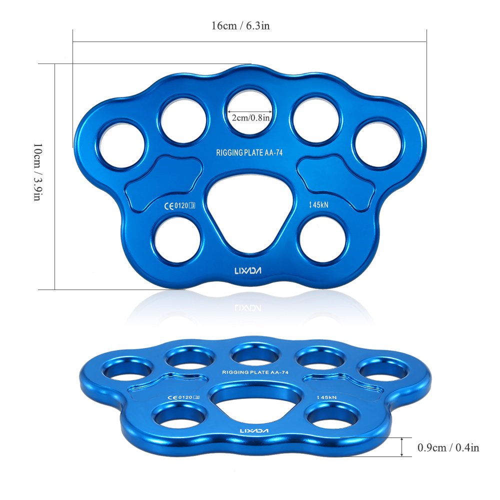 Lixada Paw Rigging Plate suitable for mountain, ice, rescue, and sport rappelling contexts.