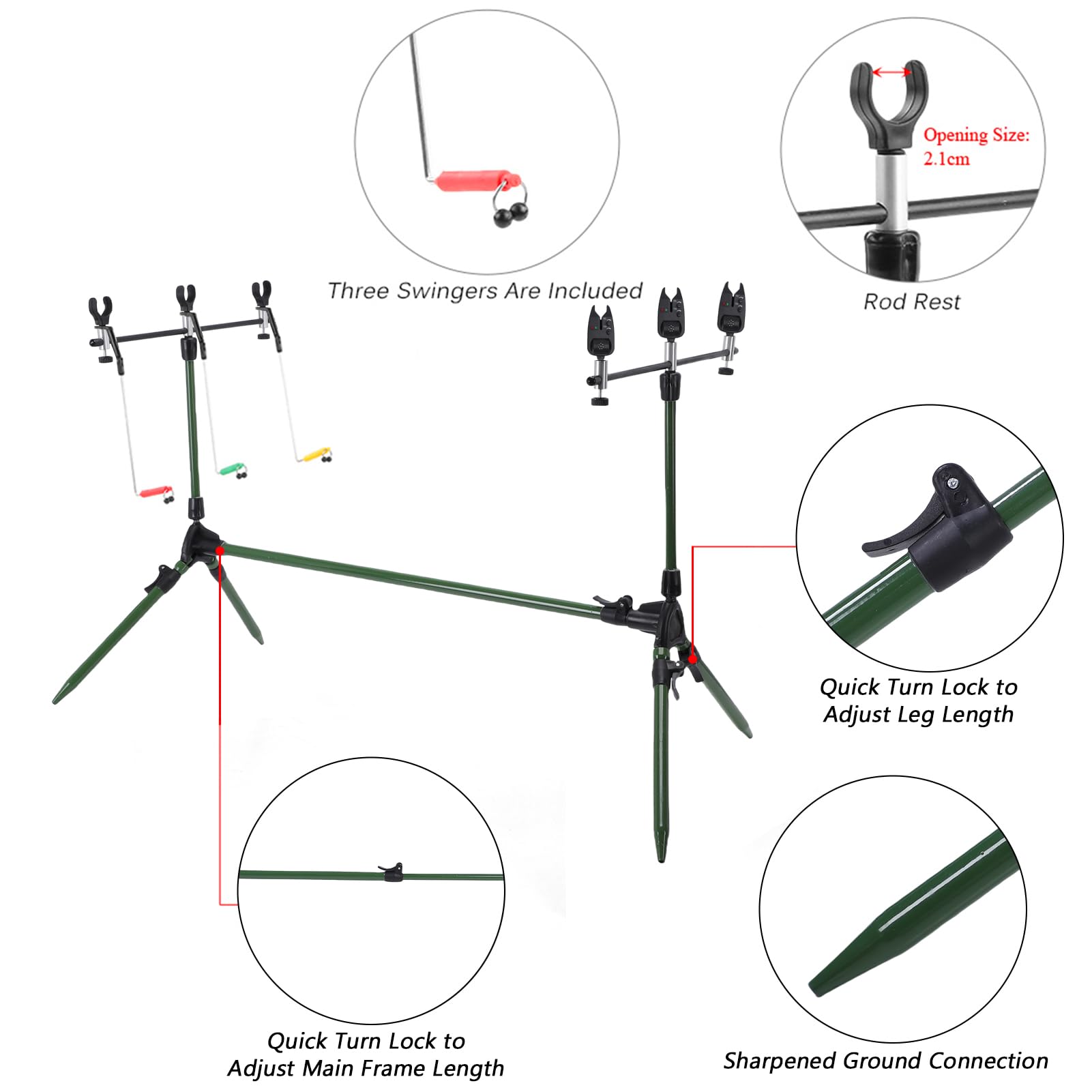 Lixada pod stand with six rod holders supports multiple rigs