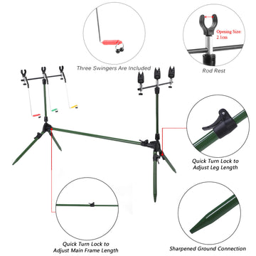 Lixada pod stand with six rod holders supports multiple rigs
