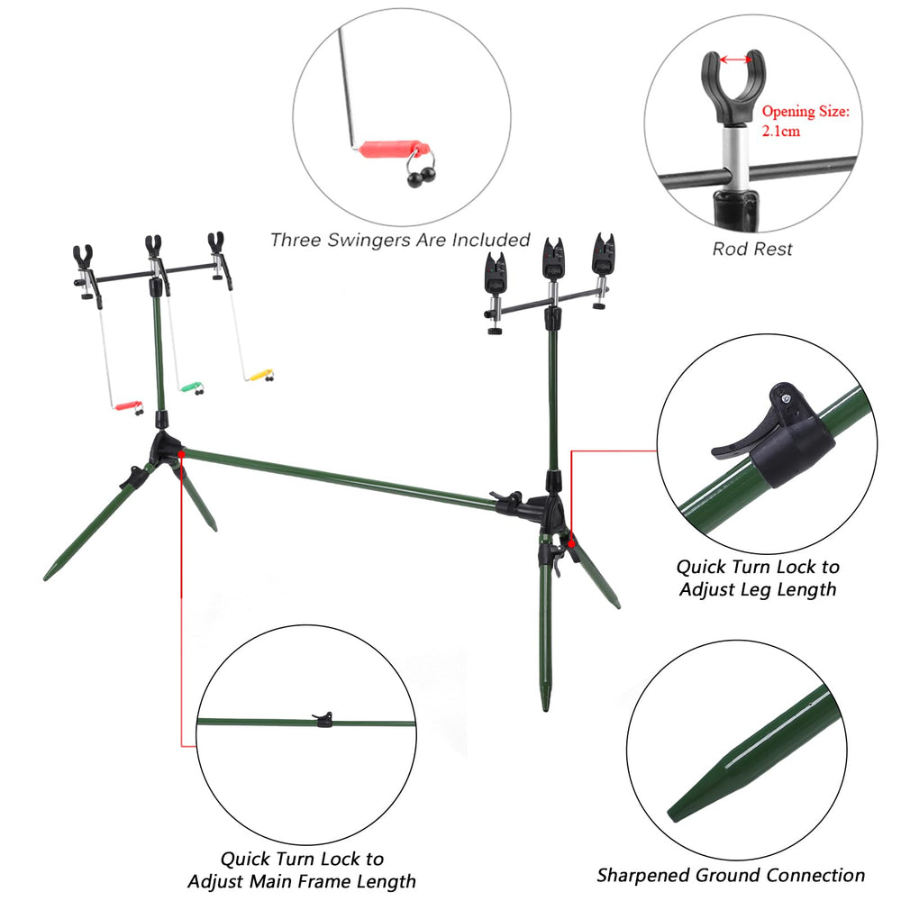 Lixada pod stand with six rod holders supports multiple rigs