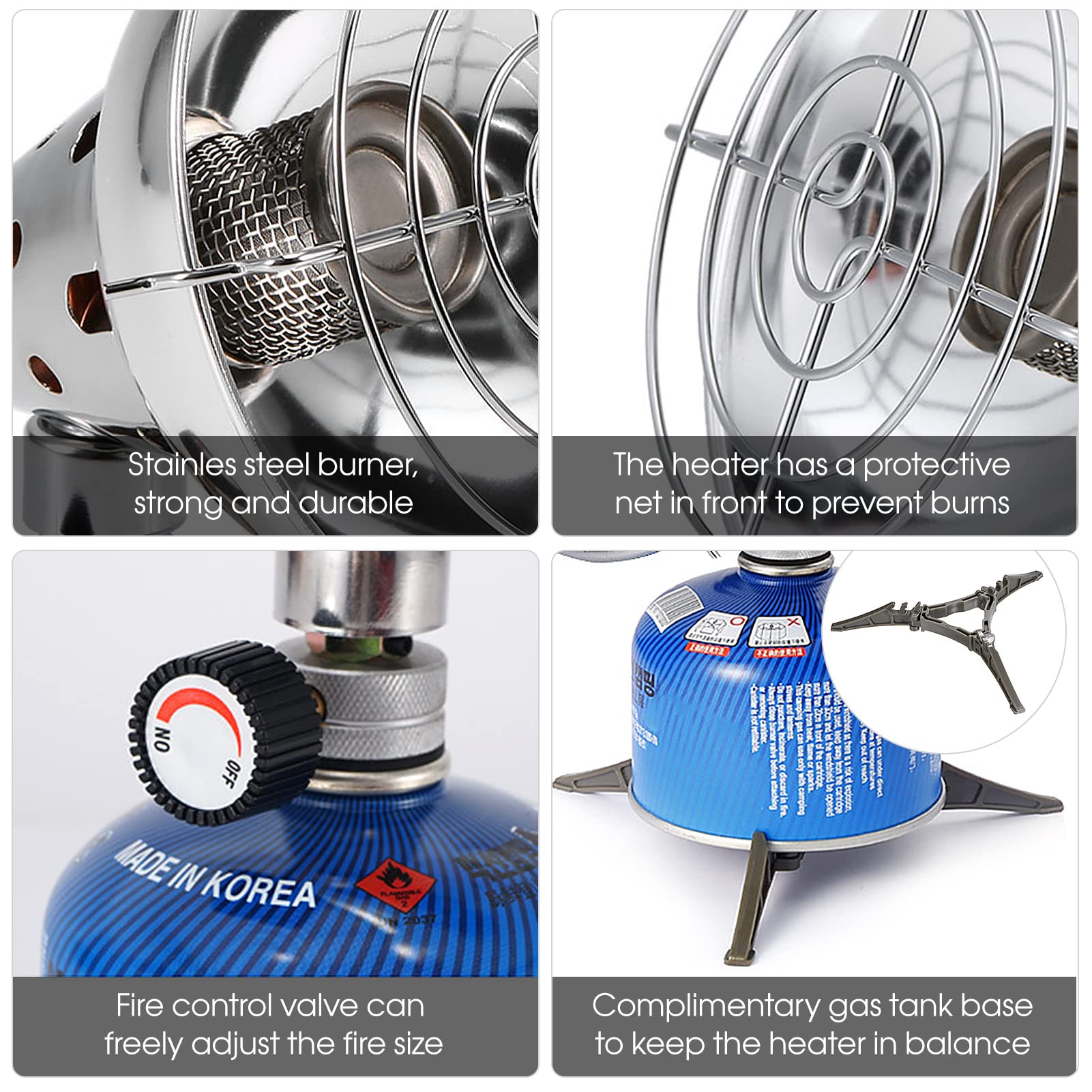 Lixada portable gas heater protective cover reduces burn risk