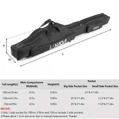 LIXADA fishing rod case outer-pocket demonstrates extra storage for tackle