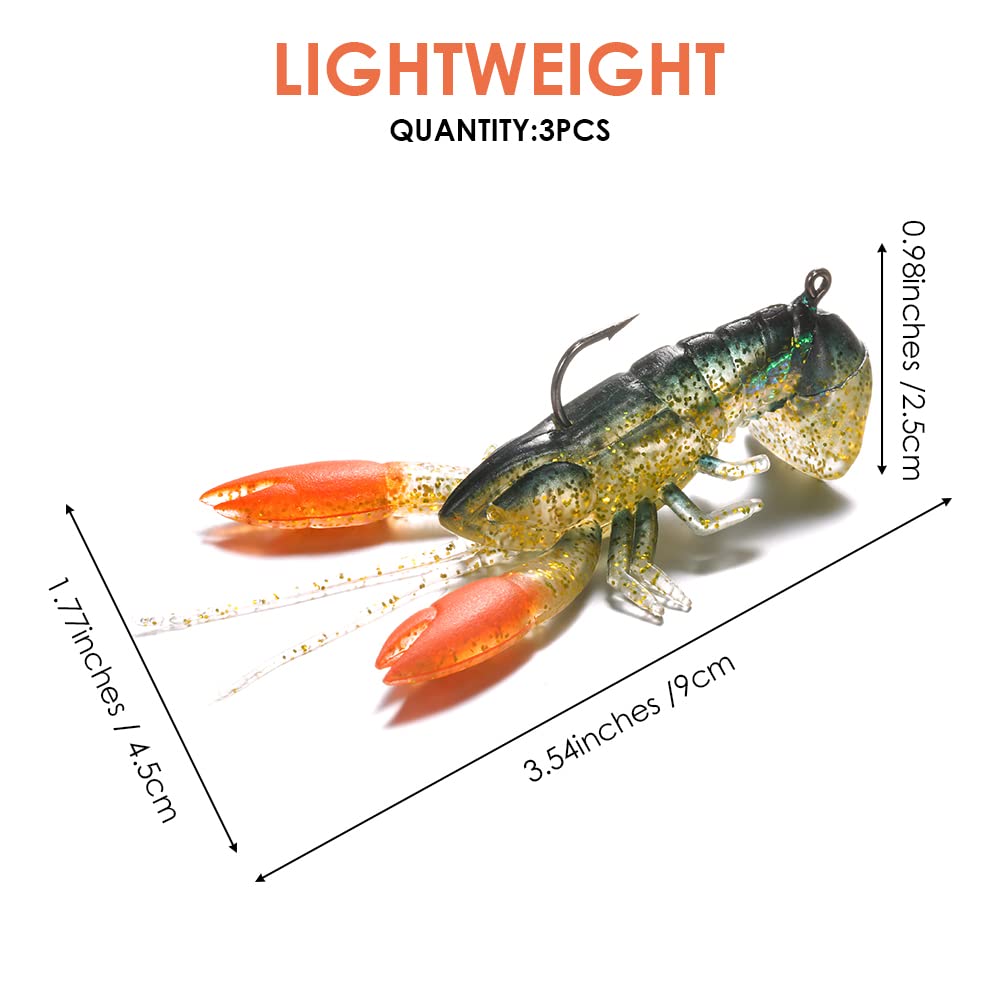 Lixada soft crawfish lure 3D eyes enhance targeting accuracy