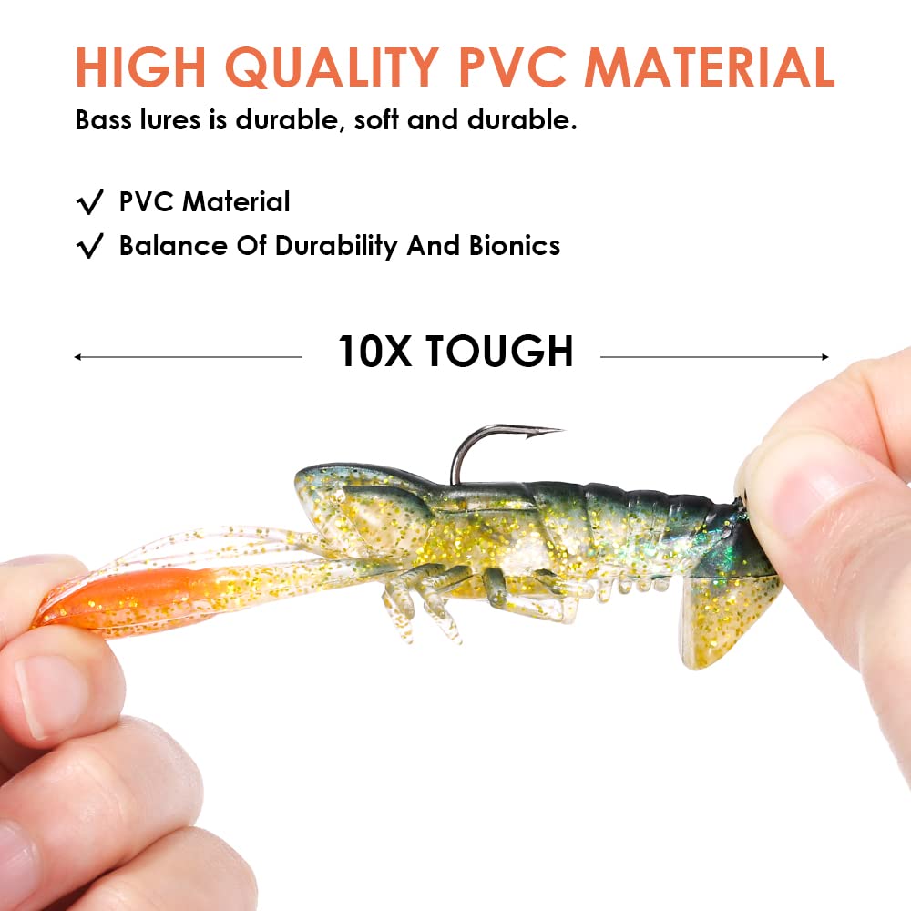 Lixada soft crawfish lure claws simulate natural grip for realism