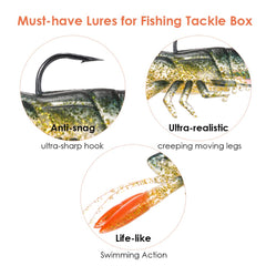 Lixada soft crawfish lure holographic texture adds underwater flash