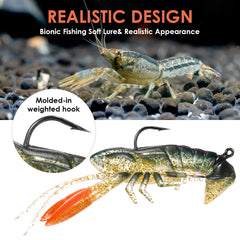 Lixada soft crawfish lure legs recreate creeping action for strikes