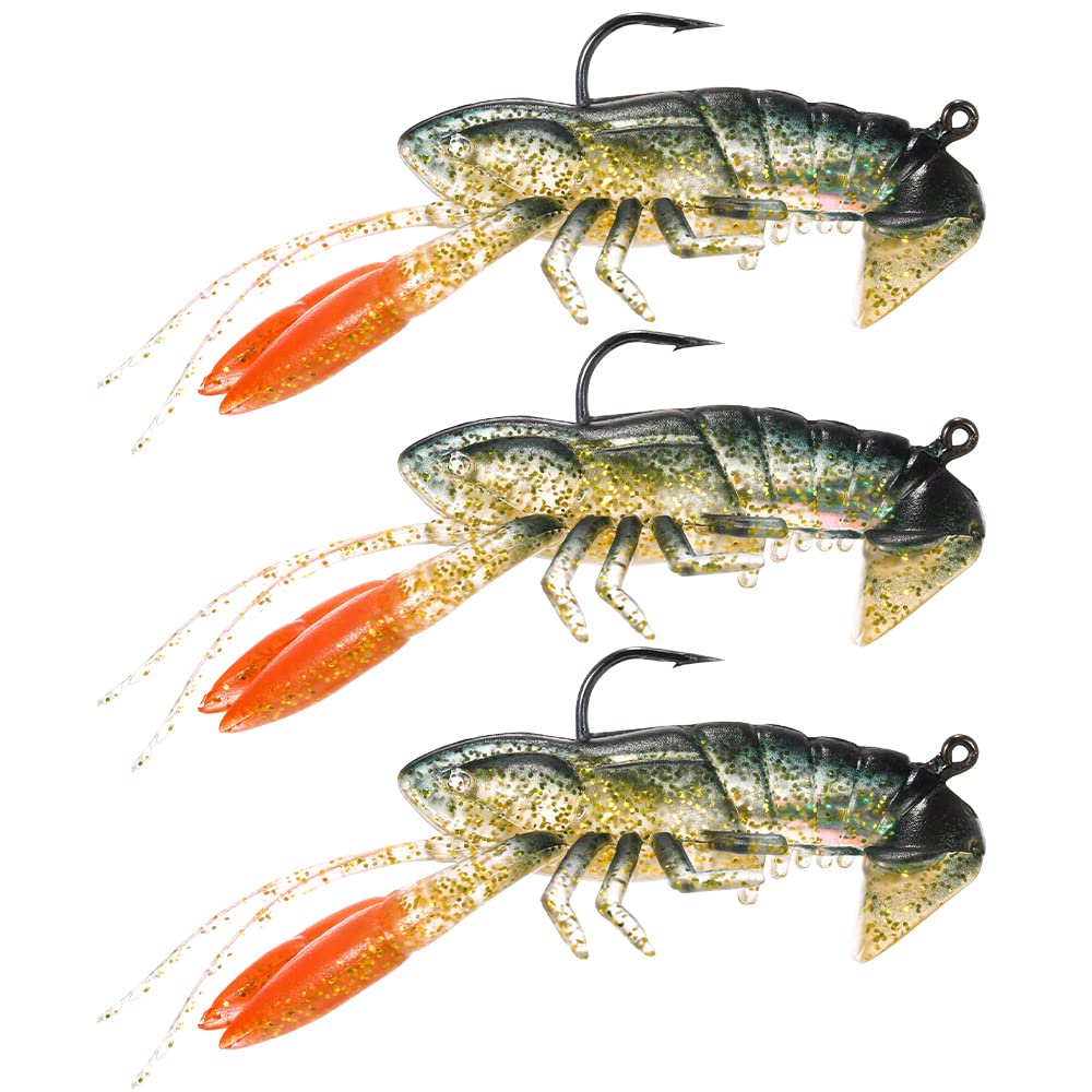 Lixada soft crawfish lure Texas rig-ready as a trailer