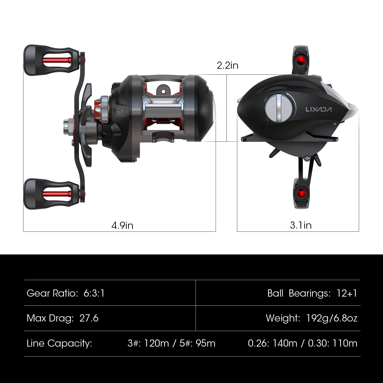 Lixada spinning reel with UV-polished finish resisting fade