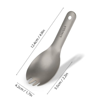 Lixada titanium spork maintains taste and odor neutrality for outdoor meals.