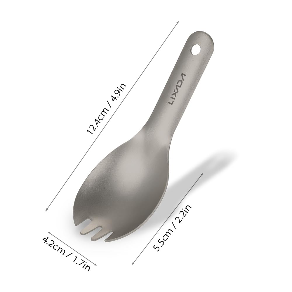 Lixada titanium spork maintains taste and odor neutrality for outdoor meals.