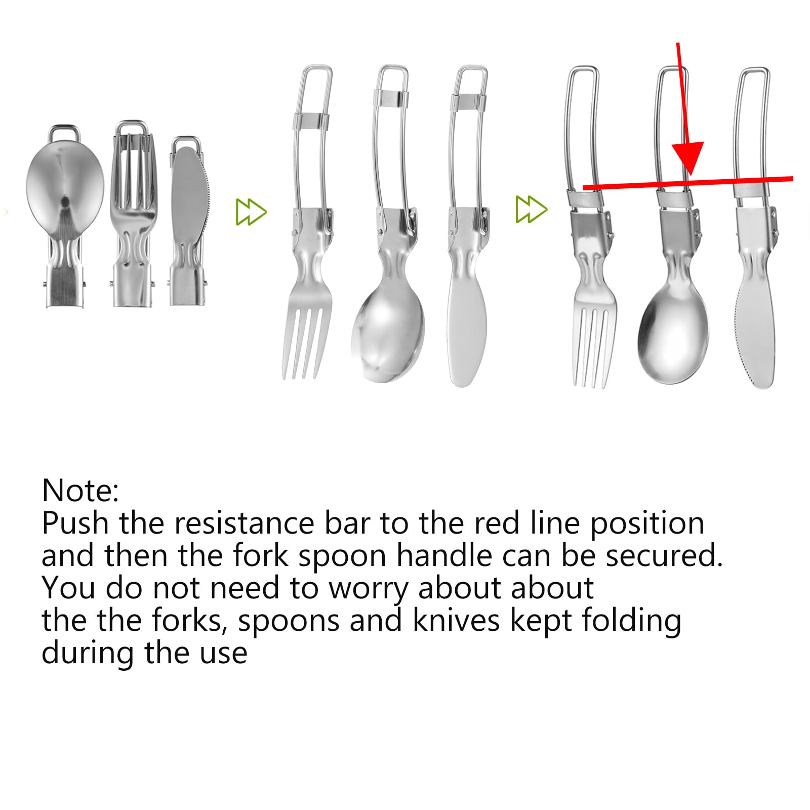 Lixada stainless steel cutlery sets with carrying bags for organized meals.