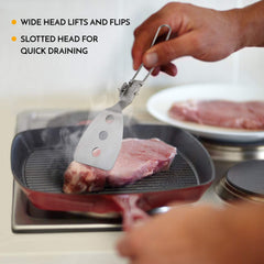 Lixada stainless steel folding spatula folded compact for easy packing.