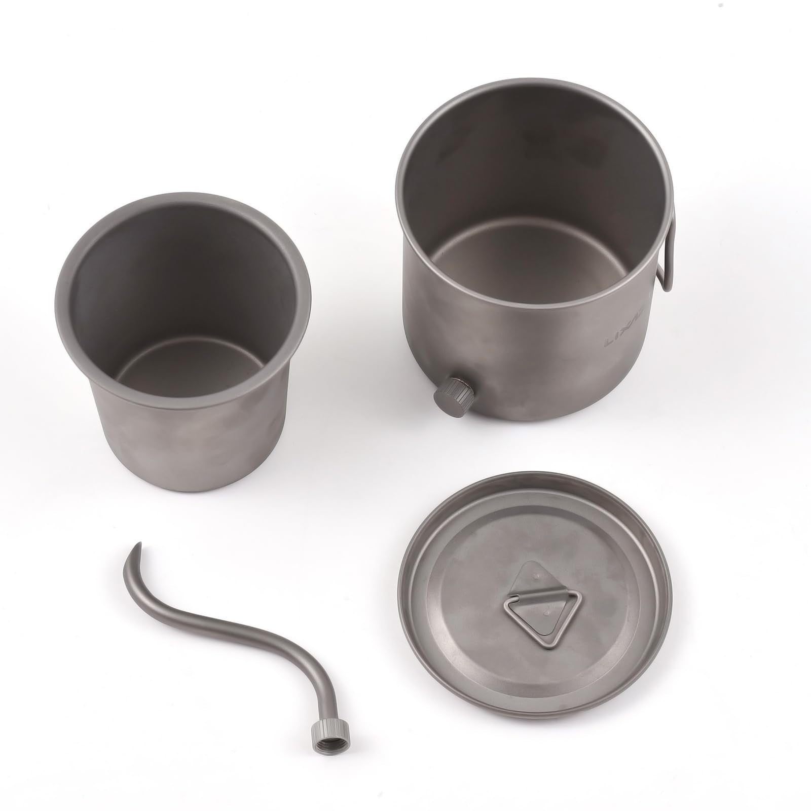 Lixada titanium camping kettle shows durable titanium body for long-lasting use.