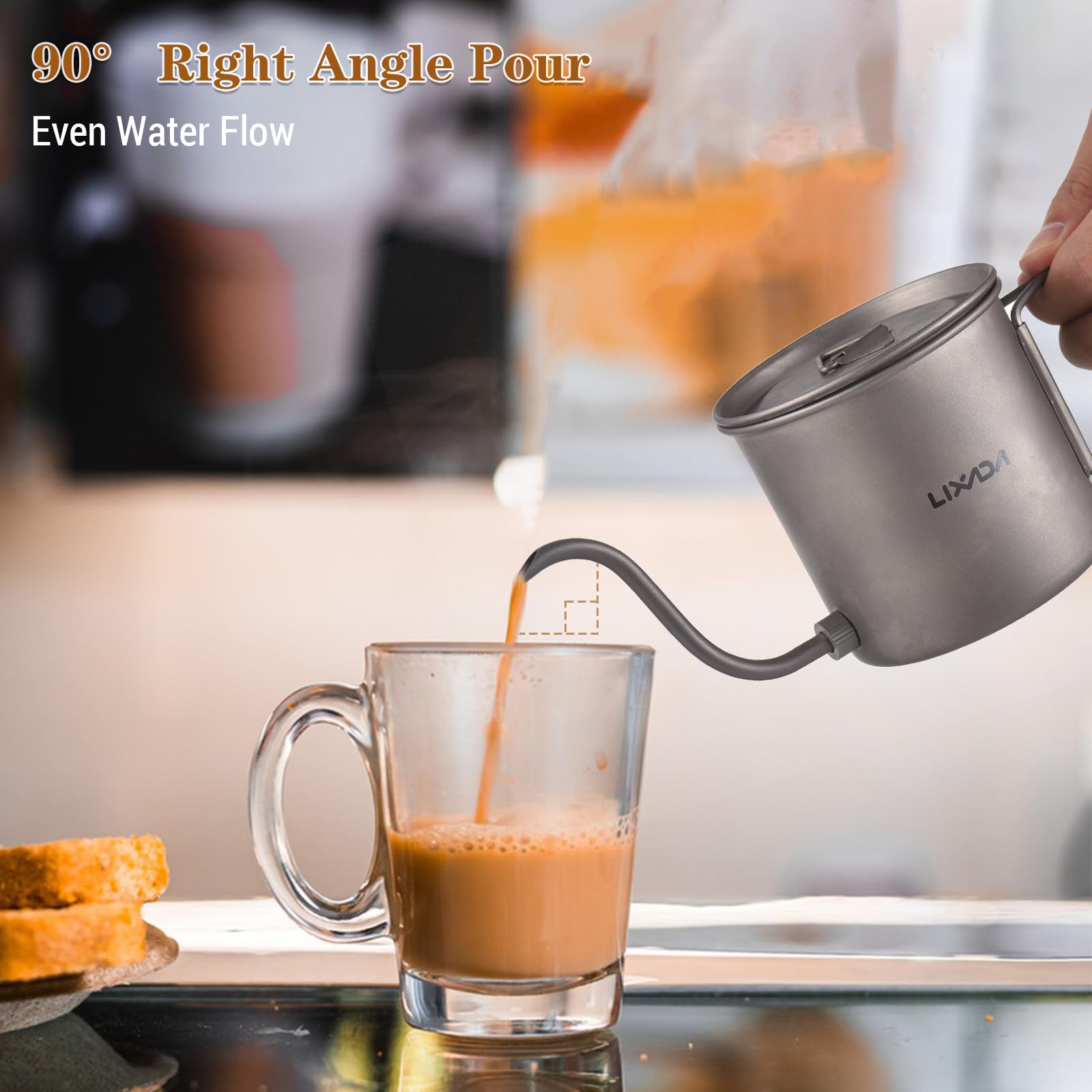 Foldable handle of the Lixada kettle enables easy storage and secure grip.