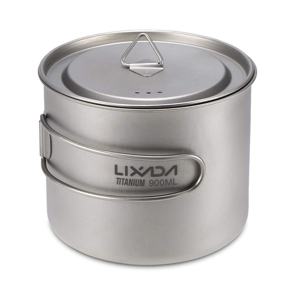 Lixada titanium camping pot 1600ml enables efficient heating and easy cleanup.