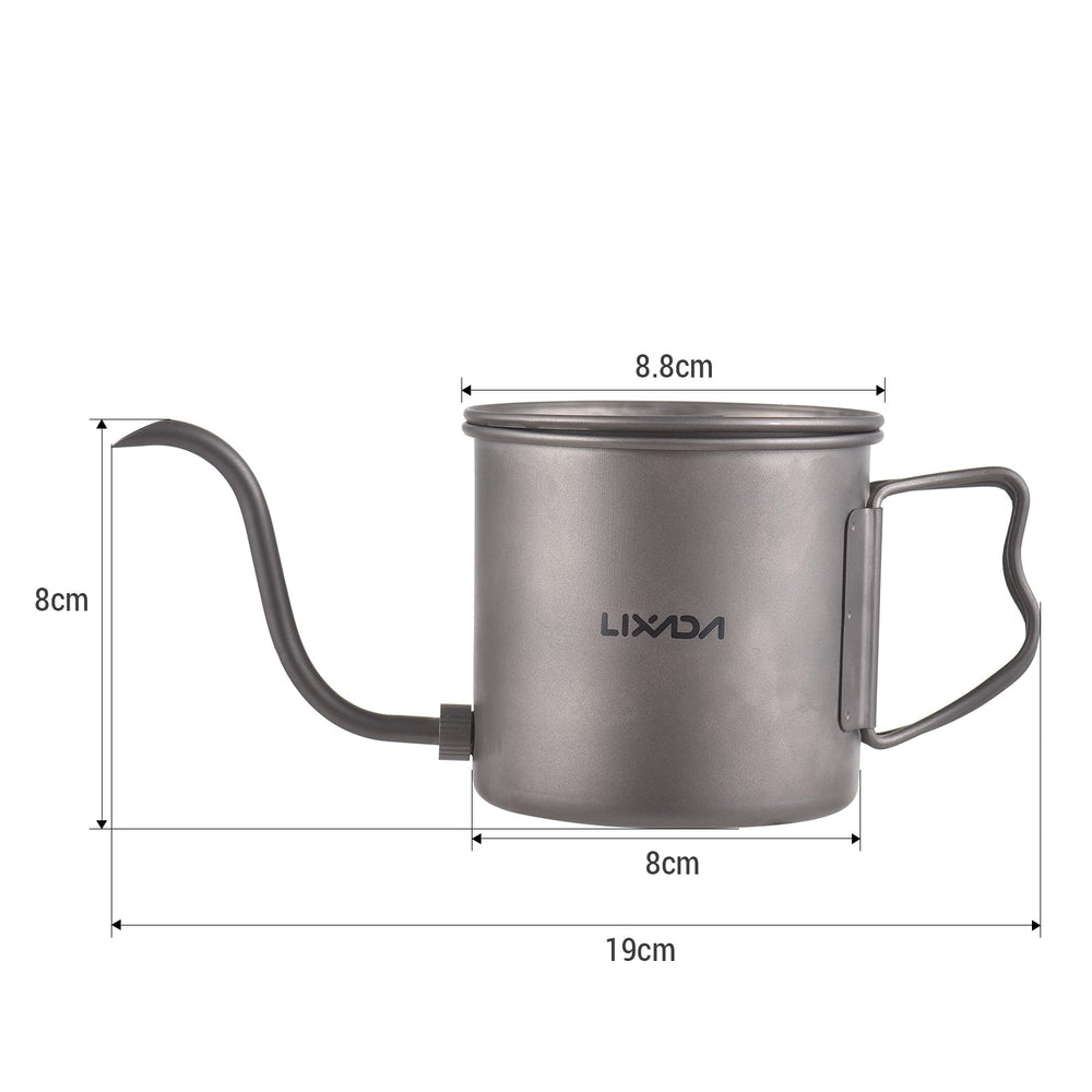 Lixada Titanium Coffee Pot 13-5oz capacity for quick brews