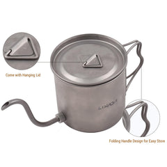 Lixada Titanium Coffee Pot portable design ideal for camping trips